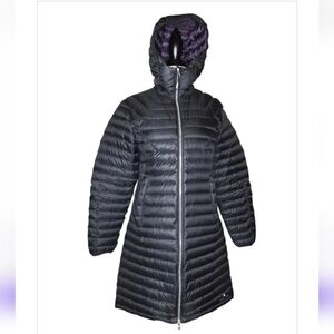 Basin + Range Woman's Black Packable Down Hooded Full Length Coat Size M